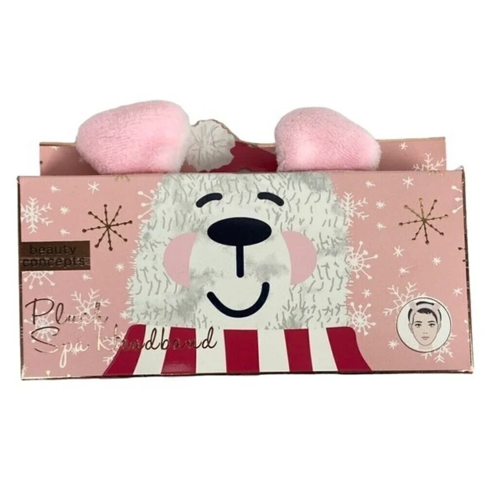 Beauty Concepts Ears Plush Spa Headband Pink Ladies Make Up Headband